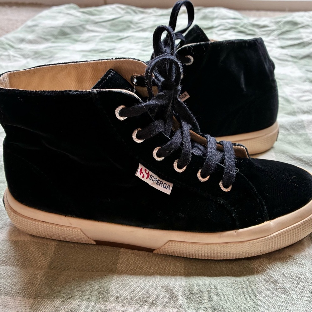 Superga Velvet “2095 Velvtw” Black High-Top Sneakers Women’s 6 Hip Street Indie - Picture 2 of 8